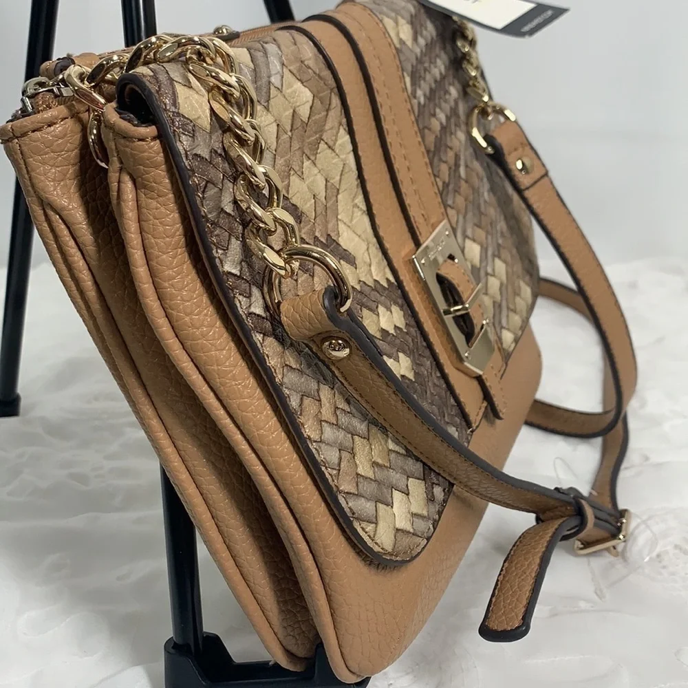 Nine West Gleam Team Faux Snakeskin Crossbody Bag - Tan/Grey/Cream, 60424769-4XE